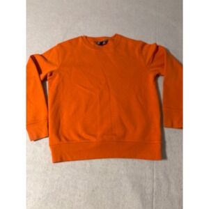 Lands End Crewneck Sweatshirt Boys M 10-12 Orange Solid Fleece Pullover